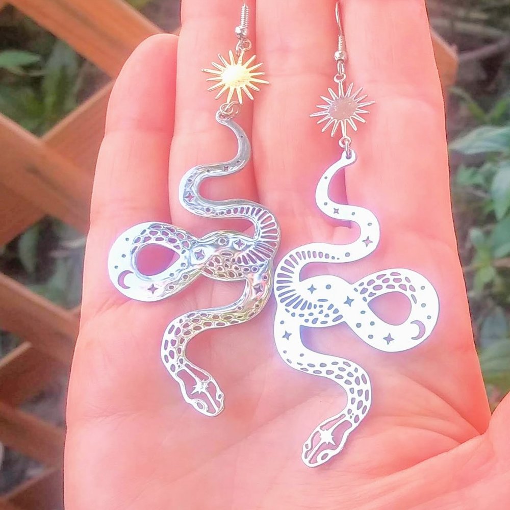 Silver Snake Earrings